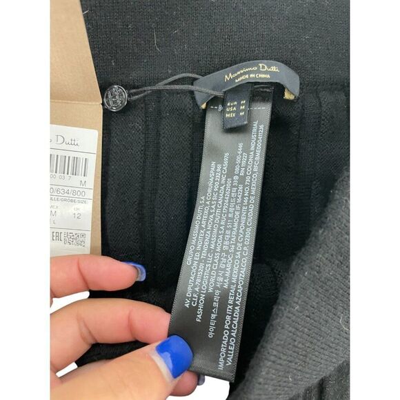 Massimo Dutti Womens Midi Skirt Medium M Black Pleated Wool Blend 5200/634 NWT - Picture 9 of 16